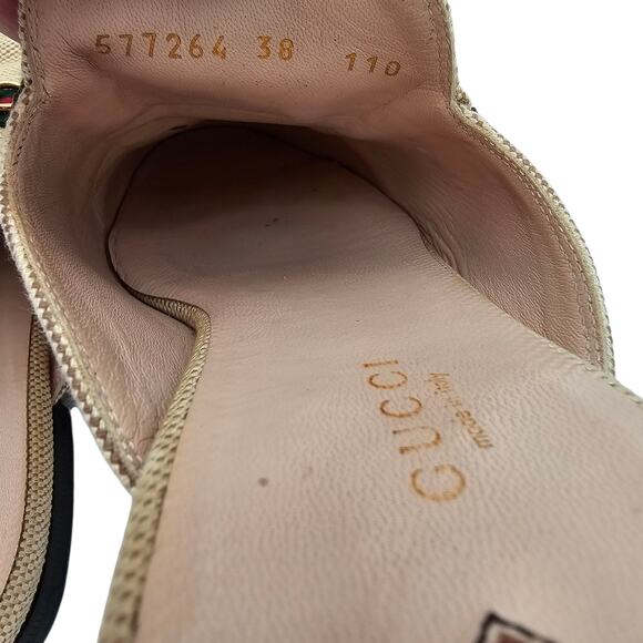 Gucci Princetown Horsebit Flat Mule Slipper Canvas Beige Web Stripe Size 38 US 8 - Picture 10 of 13